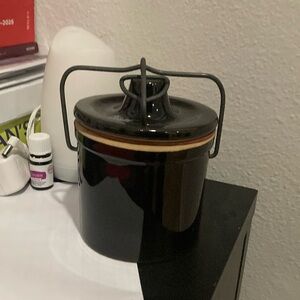 Vintage Black Ceramic Kitchen Crock